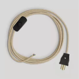   Creative Cables textil lámpakábel Lámpa kábelszett semleges juta kábellel, 6 láb