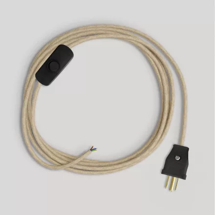 Creative Cables textil lámpakábel Lámpa kábelszett semleges juta kábellel, 6 láb