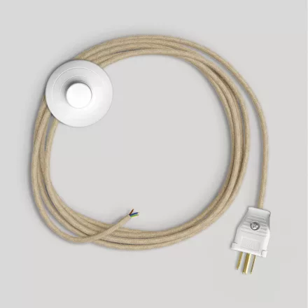 Creative Cables textil lámpakábel Kábelkészlet lámpához, semleges juta kábellel, 10 ft