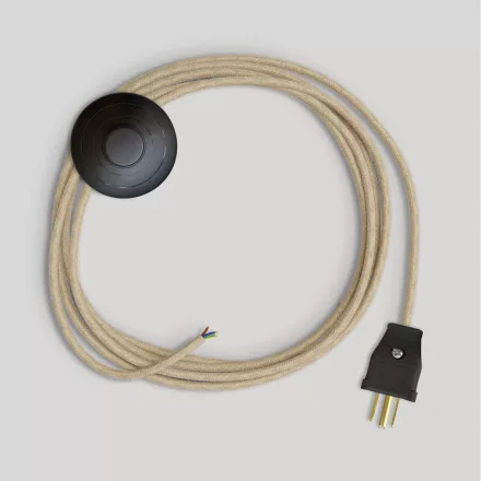 Creative Cables textil lámpakábel Kábelkészlet lámpához, semleges juta kábellel, 10 ft