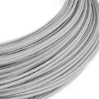 Creative Cables textil lámpakábel Extra alacsony feszültségű tápkábel, selyemhatású anyaggal bevonva, ezüst RM02