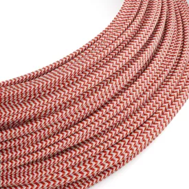   Creative Cables textil lámpakábel Extra alacsony feszültségű tápkábel, selyemhatású anyaggal bevonva, ZigZag fehér és