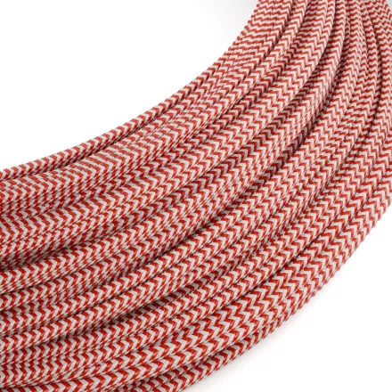 Creative Cables textil lámpakábel Extra alacsony feszültségű tápkábel, selyemhatású anyaggal bevonva, ZigZag fehér és