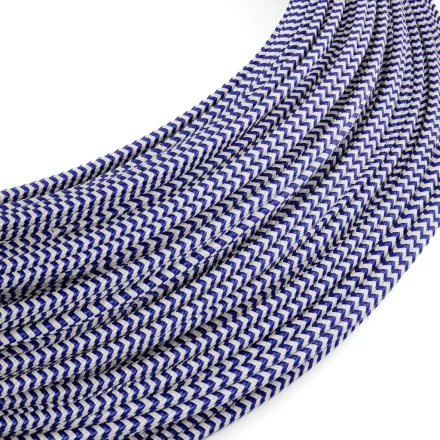 Creative Cables textil lámpakábel Extra alacsony feszültségű tápkábel, selyemhatású anyaggal bevonva, cikcakkos fehér és
