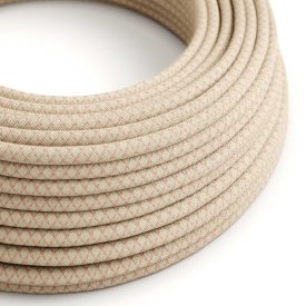   Creative Cables textil lámpakábel Antik rózsaszín és bézs színű, keresztbe futó textil kábel – XZ2RD61 pamut
