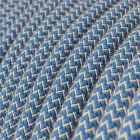 Kerek elektromos kábel Steward Blue ZigZag Cotton és Natural Linen RD75 bevonattal