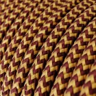 Kerek, műselyemborítású elektromos kábel - ZigZag Gold és Burgundy RZ23