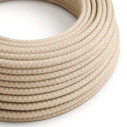 Creative Cables textil lámpakábel Antik rózsaszín és bézs színű, keresztbe futó textil kábel – XZ3RD61 pamut