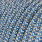 Kerek elektromos kábel Steward Blue ZigZag Cotton és Natural Linen RD75 bevonattal
