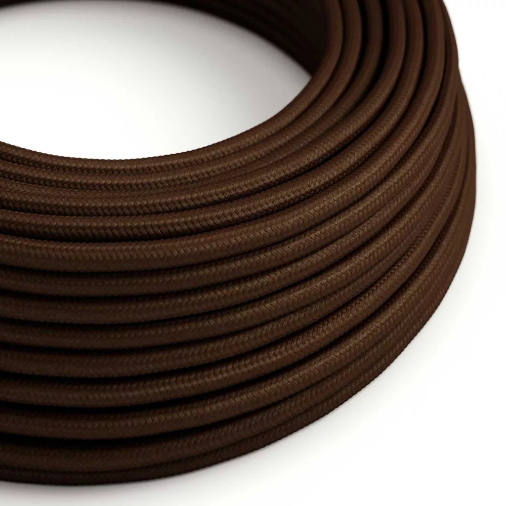 Creative Cables Textilkabel Rund, Braun, 10 Meter – 2x0,75 Mm², Made In Italy, Für Lampen & Leuchten