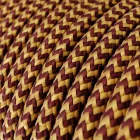 Kerek, műselyemborítású elektromos kábel - ZigZag Gold és Burgundy RZ23
