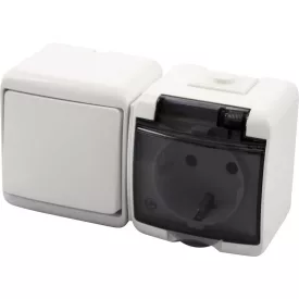   Gao kapcsoló Aquastar Kapcsoló+dugalj, vízszintes, fehér IP54 22011