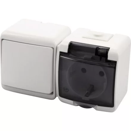 Gao kapcsoló Aquastar Kapcsoló+dugalj, vízszintes, fehér IP54 22011