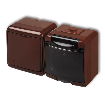 Gao kapcsoló Aquastar Kapcsoló+dugalj, vízszintes, barna IP54 22011B