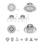 Mantra design lámpa URANO TEK UFO BAY LED FEKETE 150W 5000K 60º 7423 LED IP65 Ø26cm mag 17.8cm