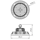 Mantra design lámpa URANO TEK UFO BAY LED FEKETE 200W 4000K 90º 7427 LED IP65 Ø30.1cm mag 17.8cm