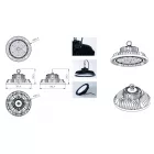 Mantra design lámpa URANO TEK UFO BAY LED FEKETE 200W 5000K 90º 7430 LED IP65 Ø30.1cm mag 17.8cm