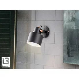   Schuller fali lámpa I3 - ERIKA - FALI LÁMPA 1L FEKETE-RÉZ 12476 IP20 matt fekete mag 17cm