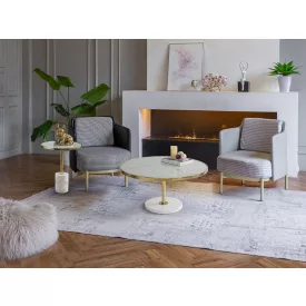   Schuller design lámpa DEKALA - DOHÁNYZÓASZTAL FEHÉR-ARANY D90 258319 Ø90cm mag 45cm