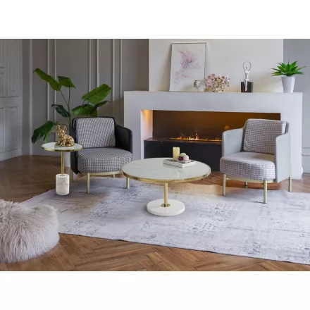 Schuller design lámpa DEKALA - DOHÁNYZÓASZTAL FEHÉR-ARANY D90 258319 Ø90cm mag 45cm
