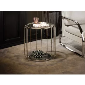   Schuller design lámpa ·HADAS· KIS ASZTAL, ACÉL Ø50 296243 fényes felület. Ø50cm mag 55cm