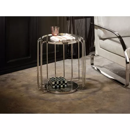 Schuller design lámpa ·HADAS· KIS ASZTAL, ACÉL Ø50 296243 fényes felület. Ø50cm mag 55cm