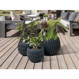   Schuller design lámpa YUCA - 3 db-os virágláda szett - fekete 447058 Ø49cm mag 37cm