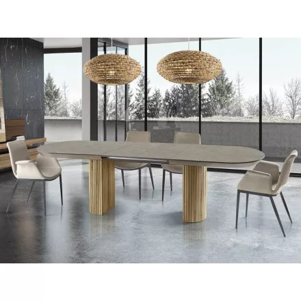 Schuller design lámpa IRATI - ÉTKEZŐASZTAL - KŐ/FA 607094 mag 79cm