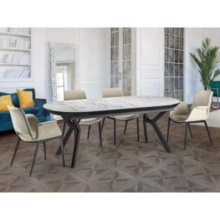 Schuller design lámpa ANTEA - ÉTKEZŐASZTAL - FEHÉR MÁRVÁNY TETŐ 789228 matt fekete mag 78cm