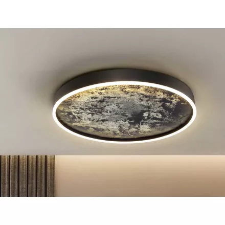 Schuller mennyezeti lámpa KŐ - LED CCT MENNYEZETI LÁMPA - FEKETE 60D 803359 LED IP20 matt fekete Ø60cm mag 10cm