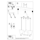 Sollux függeszték Csillár BLUM 3 fehér SL.0771 IP20 mag 128cm