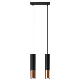   Sollux design lámpa LOOPEZ 2 függőlámpa fekete/réz SL.0947 IP20 mag 90cm