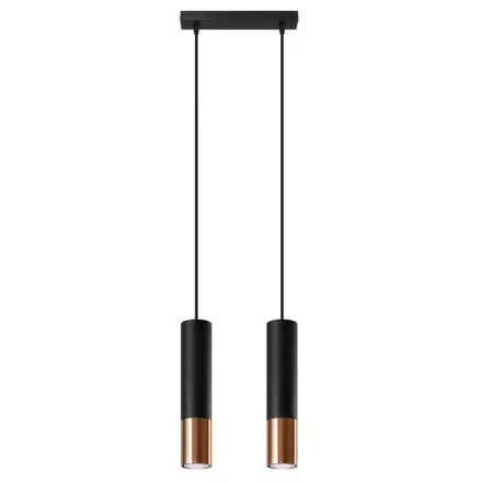 Sollux design lámpa LOOPEZ 2 függőlámpa fekete/réz SL.0947 IP20 mag 90cm