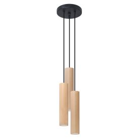   Sollux design lámpa LINO 3P függőlámpa SL.1012 IP20 természetes fa mag 100cm