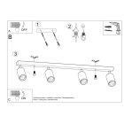 Sollux mennyezeti lámpa BERG 4 mennyezeti lámpa természetes fa SL.1042 IP20 tölgy mag 20cm
