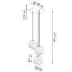 Sollux design lámpa Függőlámpa TULOS 3P fekete SL.1088 IP20 mag 117cm