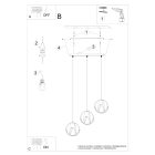 Sollux design lámpa Függőlámpa TULOS 3L fekete SL.1089 IP20 mag 117cm